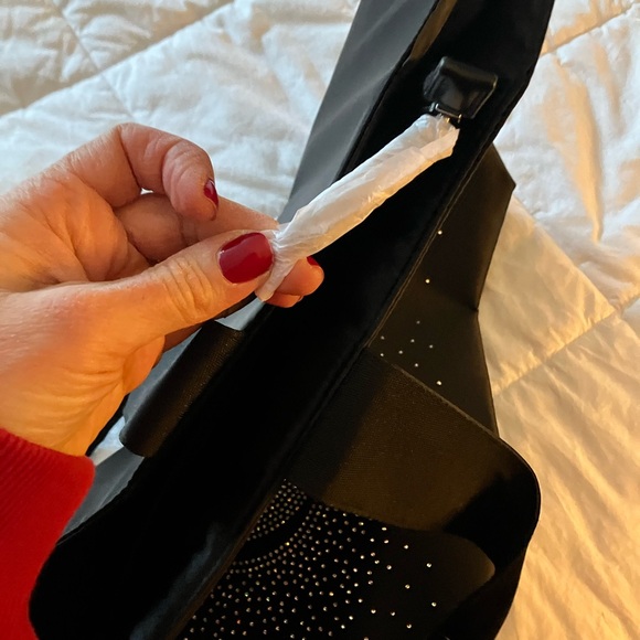 Victoria’s Secret VS rhinestone black sateen bling mega tote bag purse gym SALE - Picture 4 of 7